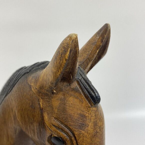 Vintage Large MCM Solid Wood Horse Hand Carved Sculpture 14” - Picture 11 of 16